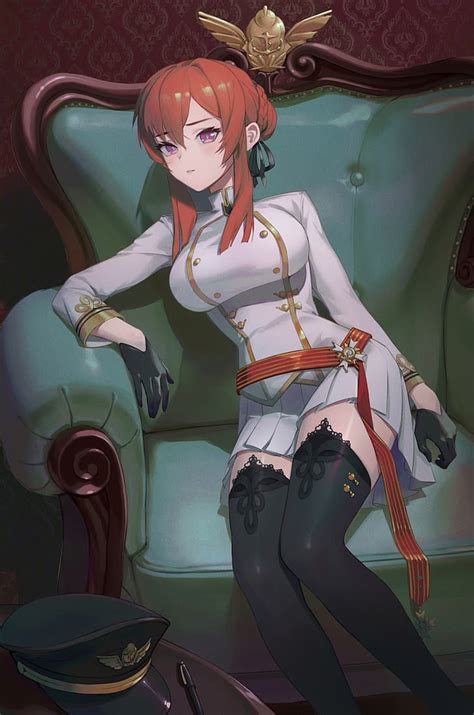 Anime Meninas Anime Azur Lane Monarch Azur Lane Cabelos Longos Ruiva Hd Papel De Parede