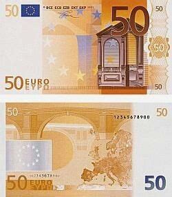 Im gegensatz zu den euromünzen, sieht man den eurobanknoten ihr herkunftsland nicht auf den ersten blick an. 50 Euro Schein | Bankbiljet