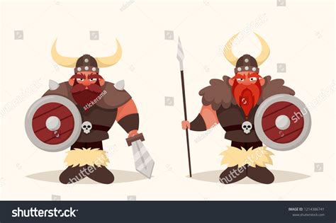Graciosos Vikings De Caricaturas Ilustración Vectorial Vector De