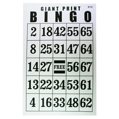 Jumbo Laminated Large Print Bingo Card Printable Bingo Cards