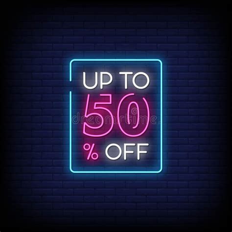 Up To 50 Off Neon Signs Style Text Vector Stock Vector Illustration