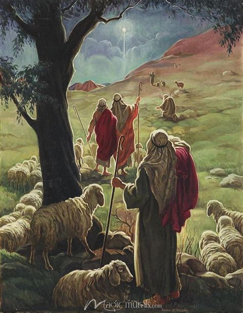 Shepherds Watching Flock Christmas Card Art Christmas Scenes