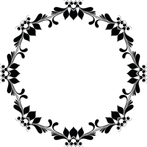 Free Clipart Of A Floral Frame Circle Flower Frame Black And White