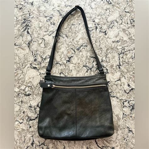 Margot Bags Margot Genuine Leather Crossbody Distressed Black Bag