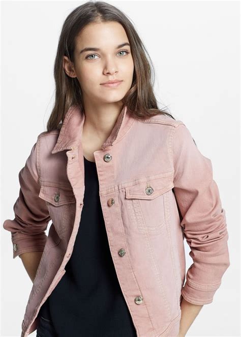 Pink Denim Jacket Women Mango Usa Pink Denim Jacket Jackets Denim Outfit