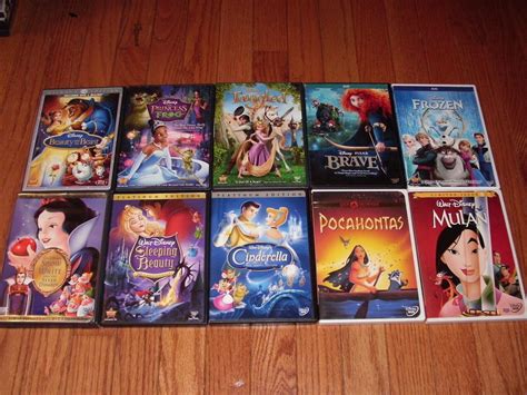 Disney Princess Set Of On Dvd Snow White Mulan Tangled Brave Frozen Ebay