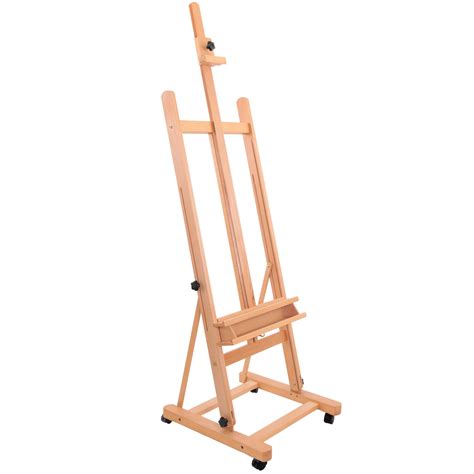 Us Art Supply Wooden H Frame Studio Easel With Artist Tray Wheels