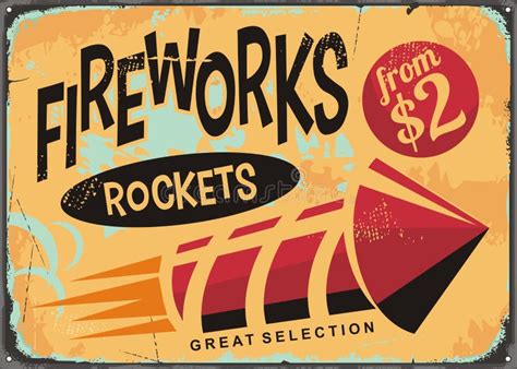 Vintage Fireworks Poster Design Stock Vector Illustration Of Edit