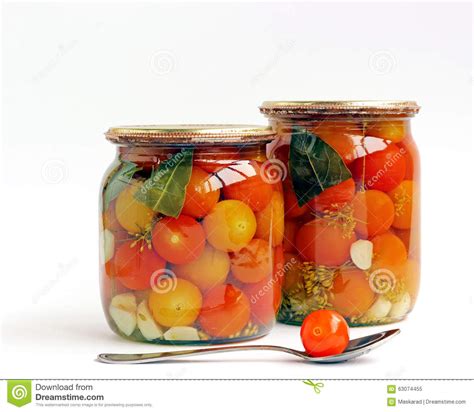 Tinned Cherry Tomatoes In Glass Jars Stock Image Image Of Kitchen