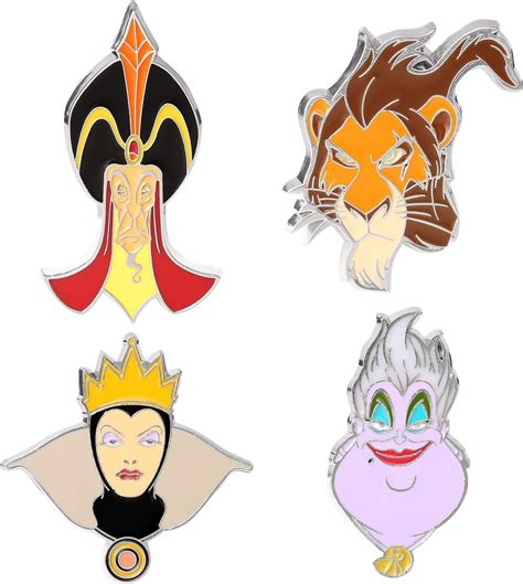 Disney Villains Set Of Four Enamel Pins Uk Clothing