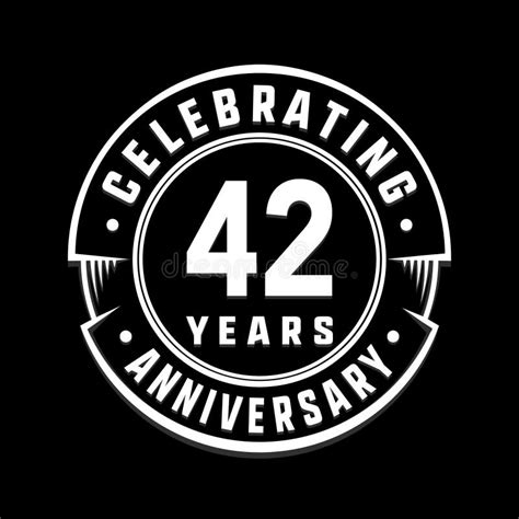 42 Years Anniversary Logo Template 42nd Vector And Illustration Stock