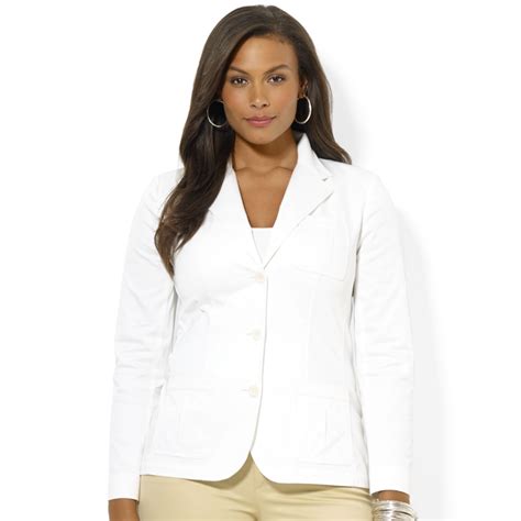 Lyst Lauren By Ralph Lauren Plus Size Threebutton Jacket In White