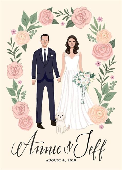 Custom Illustrated Couple Portrait Wedding Invitation Suite Etsy In 2021 Portrait Wedding