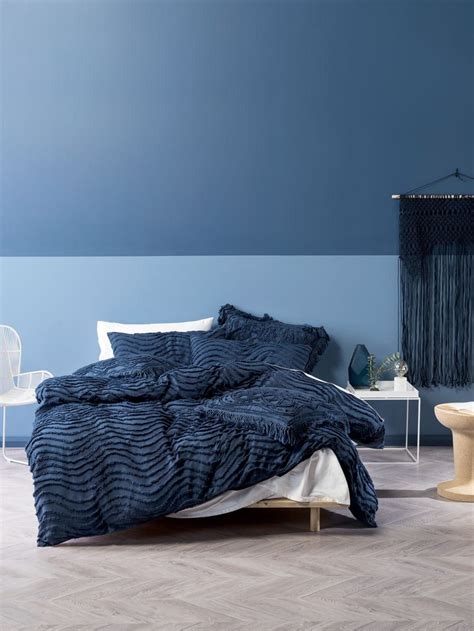 Sky Blue Bedroom With Bavy Blue Bedding From Linen House Calming