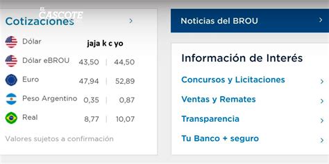 Valor actualizado del dólar, euro, real, peso uruguayo y peso chileno en argentina. BROU cambia cotización del dólar por la frase «jaja k c yo ...