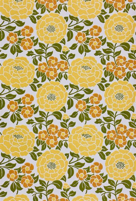 Vintage Yellow Floral Wallpaper Vintage Wallpapers Online Shop
