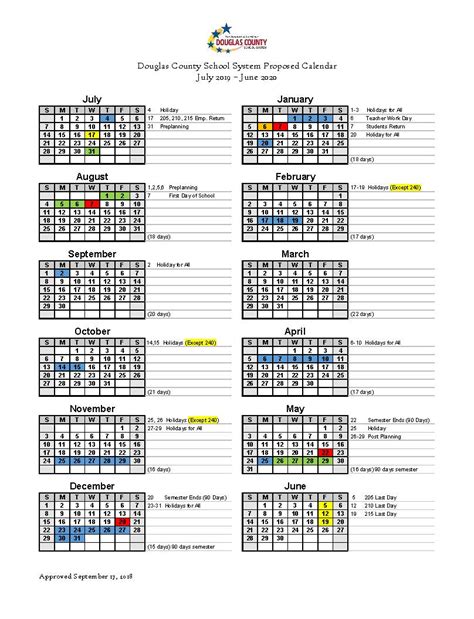 Calendar Set For 2019 2020 Douglas County School System