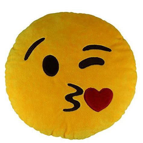 Emoji Smiley Emoticon Yellow Round Cushion Pillow Stuffed Plush Soft