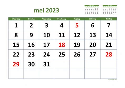 Kalender Mei 2023 Niederlande