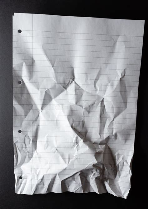 Hole Punched Sheet Of Lined White Notebook Paper Scrunched At Bottom