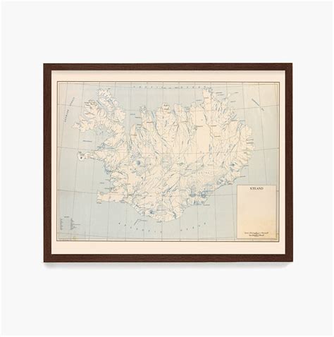 Iceland Map Wall Art Map Decor Vintage Map Iceland Poster Etsy