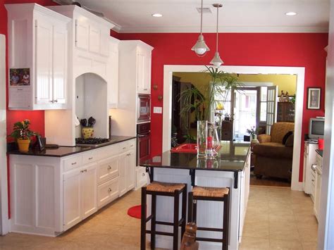 Love This Classic Red Kitchen That Features Bright White Cabinets And A