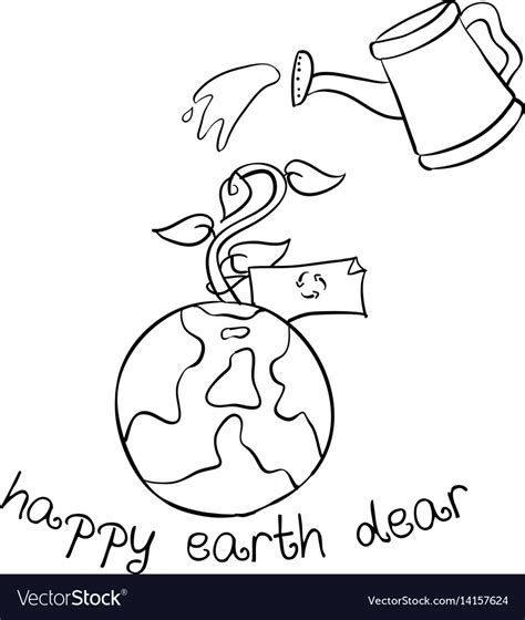 Happy Earth Day Hand Draw World Royalty Free Vector Image