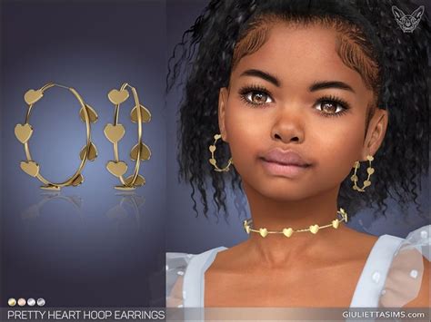 Pretty Heart Hoop Earrings For Kids Kids Earrings Sims 4 Heart Hoop