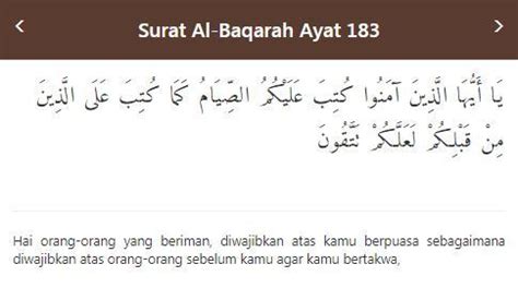 Detail Surat Al Baqarah Ayat 183 Dan Artinya Koleksi Nomer 11