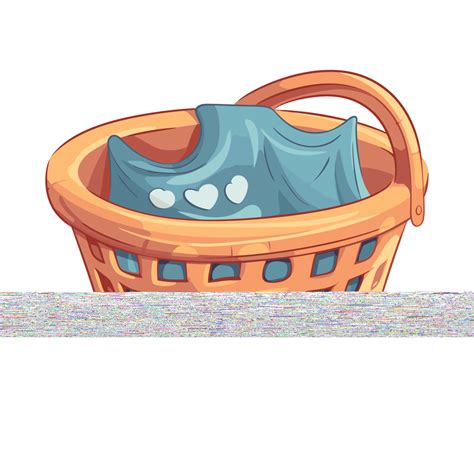 Laundry Basket Vector, Sticker Clipart Cartoon Laundry Basket With Blue gambar png