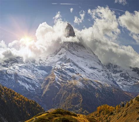 Matterhorn And Autumn Stock Image Image Of Peak Orange 162535825