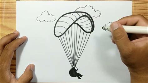 How To Draw Paragliding Easy Youtube