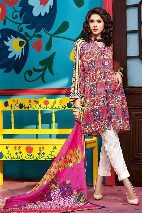 beautiful multi color pakistani unstitched dress by gul ahmed printed collection 2018 clothes