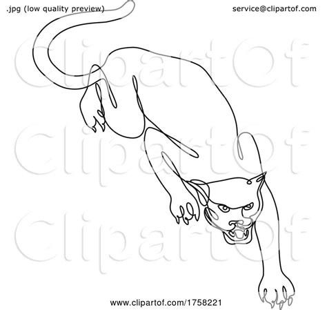 Black Panther Crouching Ready To Attack Continuous Line Drawing By