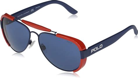 Polo Ralph Lauren Mens Ph3129 Aviator Sunglasses Blue Size 60 Mm