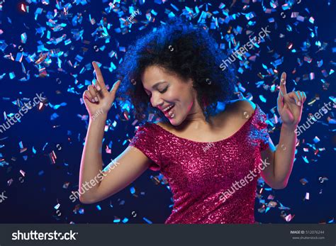 Closeup Happy Mixed Race Woman Sequined Stock Photo Shutterstock