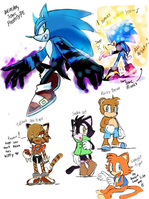 An Image Of Sonic The Hedgehog And Other Characters From Different Eras In Their Respective Poses