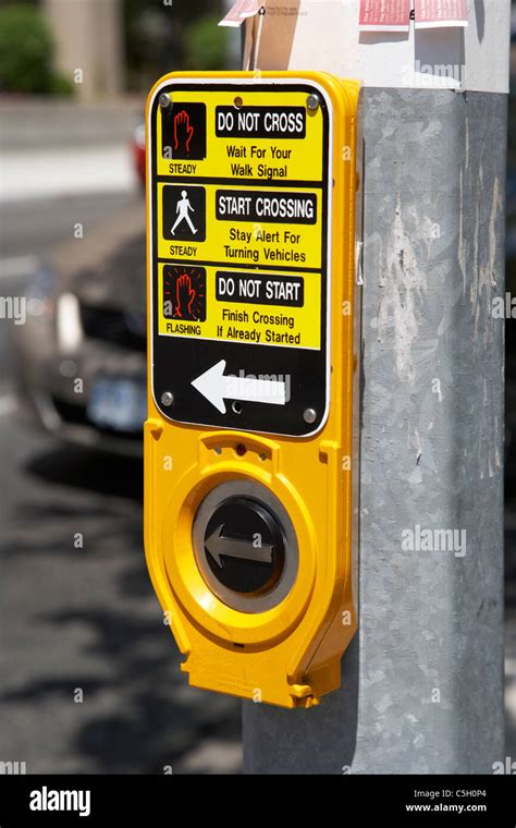 Pedestrian Push Button Crossing Direction Arrow Toronto Ontario Canada