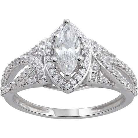 14k White Gold 1 Ctw Marquise Diamond Engagement Ring Engagement