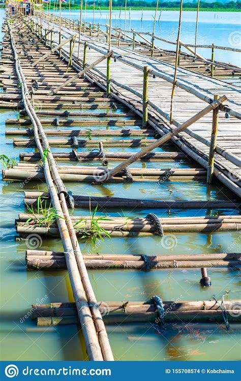 The Bamboo Bridge In Kwan Phayao Lake Stock Photo Image Of