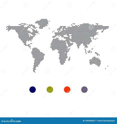 Vector Dotted World Map Dots Vector Four Color Stock Vector
