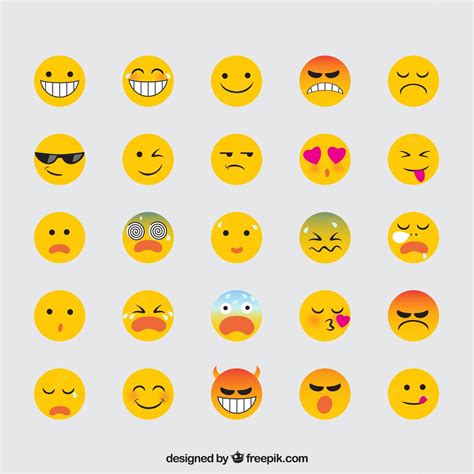 Premium Vector Variety Of Expressive Emojis In Flat Design