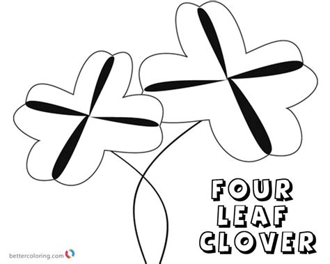 Two Four Leaf Clover Coloring Pages Free Printable Coloring Pages