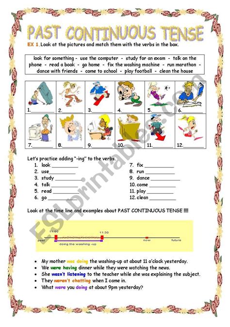Past Continuous Tense Worksheet Spelling Activities English Grammar
