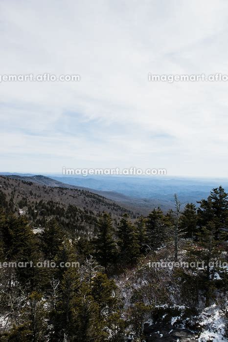 Snow Covered Ridgeline From The Top Of Grandfather Mountain Ncの写真素材