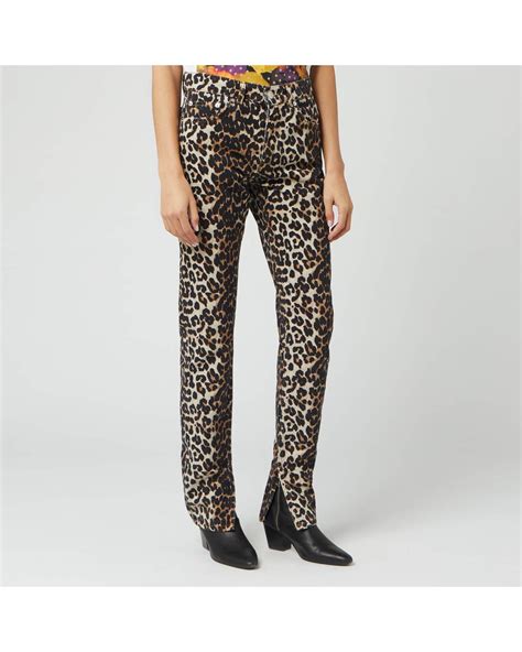 Ganni Denim Leopard Print High Rise Slim Leg Jeans Save 50 Lyst