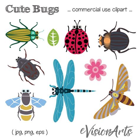 Printable Insect Clip Art Beetle Ladybug Dragonfly Bee Etsy Clip