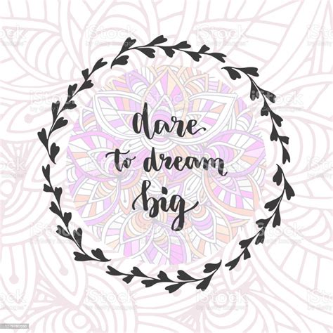 Dare To Dream Big Vector Hand Lettering Motivational Inspirational