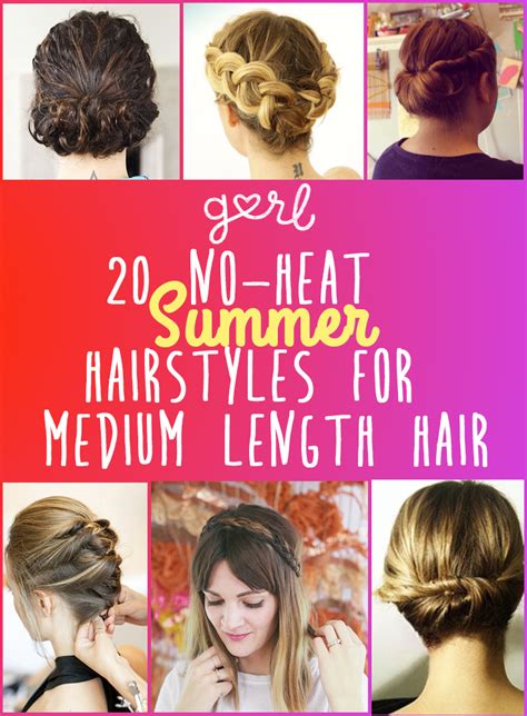The trick to making an updo last on thick hair is breaking it up into a bunch of smaller, separate sections before pinning them in place. 20 Easy No-Heat Summer Hairstyles For Girls With Medium ...