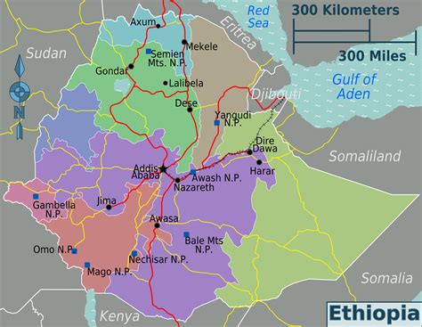 Ethiopia, officially the federal democratic republic of ethiopia, is a landlocked country in the horn of africa. Large regions map of Ethiopia | Ethiopia | Africa ...